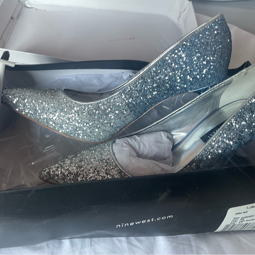 Nine West Sparkling Silver Heels